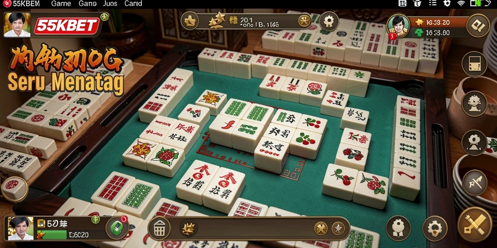 Screenshot permainan 55KBET menampilkan keseruan Mahjong yang seru.