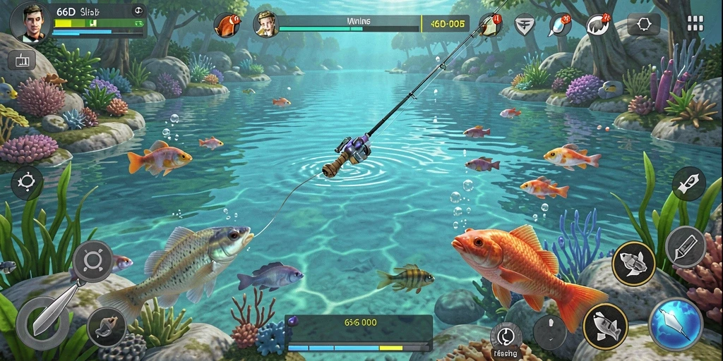 Tangkapan ikan yang menarik dalam gameplay 66D.