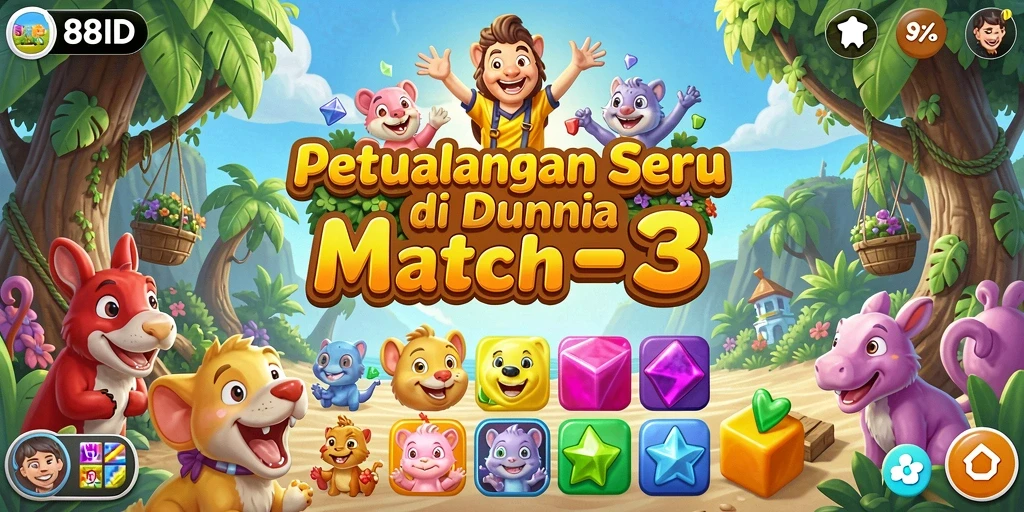 Tangkapan layar gameplay 88ID menampilkan aksi mencocokkan item yang seru.