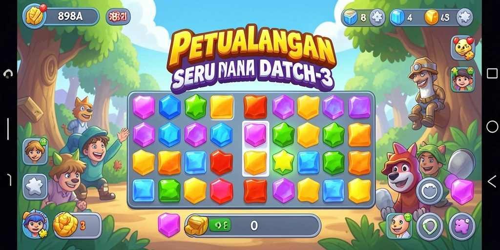 Tampilan gameplay seru dari 898A dalam tantangan Match-3.