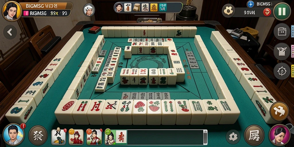 Tampilan gameplay seru di BIGMSG dengan Mahjong.