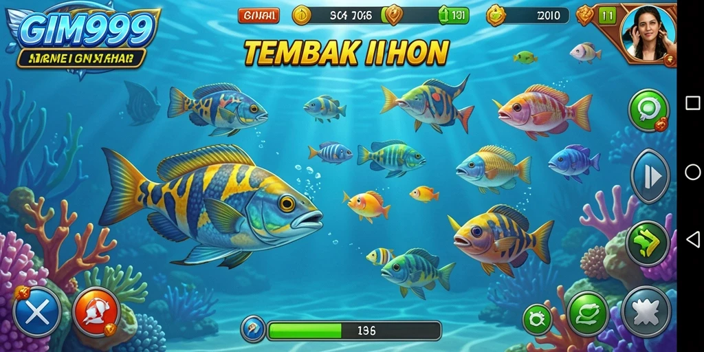 Tampilan gameplay GIM999 yang seru saat menembak ikan.