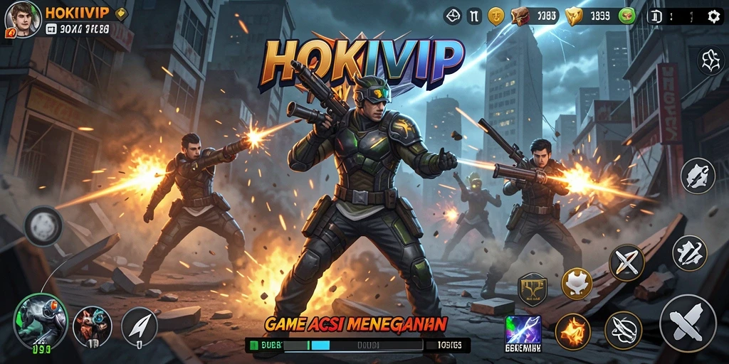 Tampilan gameplay menegangkan HOKIVIP saat pemain beraksi.