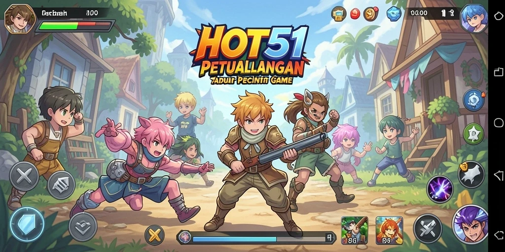 Tangkapan layar HOT51 menunjukkan aksi seru dengan karakter Anime yang dinamis.