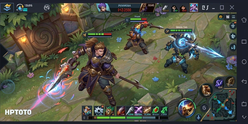 Tangkapan layar menunjukkan aksi seru dalam permainan MOBA.