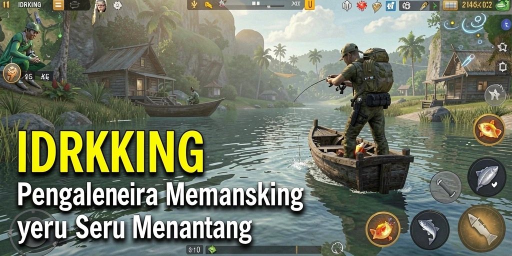 Screenshot gameplay IDRKING menampilkan aksi memancing yang menarik.