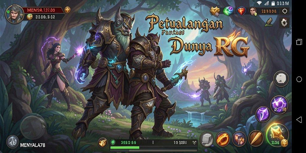 Screenshot gameplay <strong>MENYALA78</strong> menunjukkan karakter yang beraksi dalam pertarungan RPG.