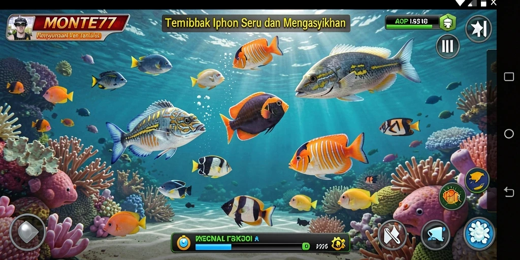 Tampilan seru dari gameplay Tembak Ikan di MONTE77.