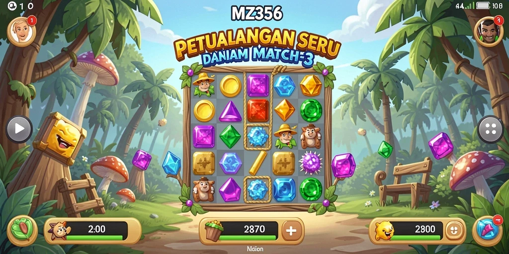 Tangkapan layar menunjukkan gameplay seru dalam MZ356 Match-3.