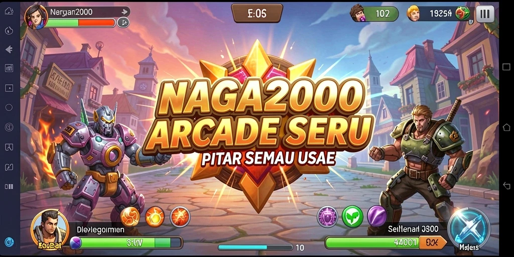Tangkapan layar gameplay NAGA2000 menampilkan aksi seru di arena Arcade.