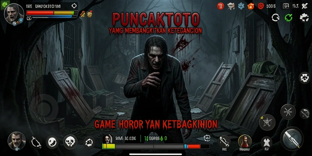 Tampilan gameplay PUNCAKTOTO yang menakutkan dan menegangkan.