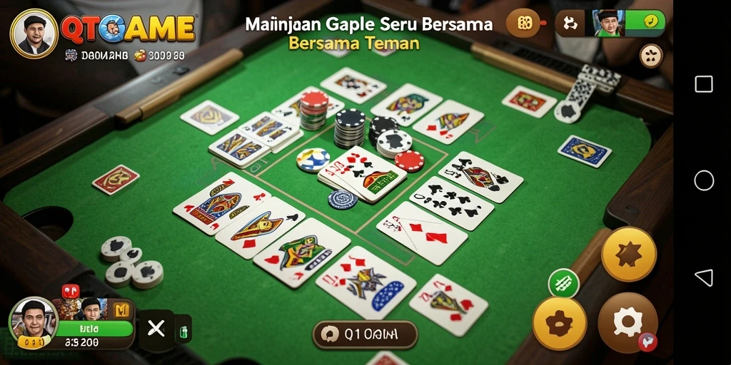 Tampilan gameplay Gaple seru di QTGAME.