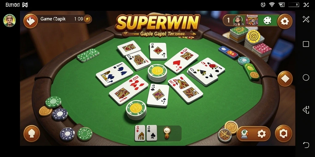 Tampilan gameplay Gaple yang menegangkan dan seru dalam SUPERWIN.