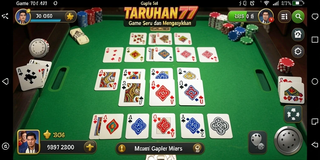 Tampilan seru gameplay TARUHAN77 dalam permainan Gaple.