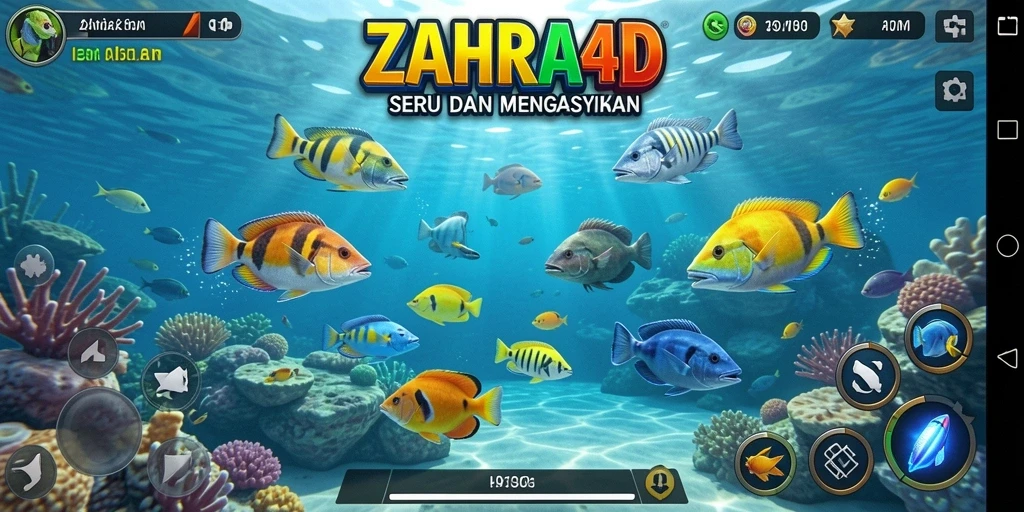 Tangkapan layar gameplay ZAHRA4D menampilkan aksi seru menembak ikan.
